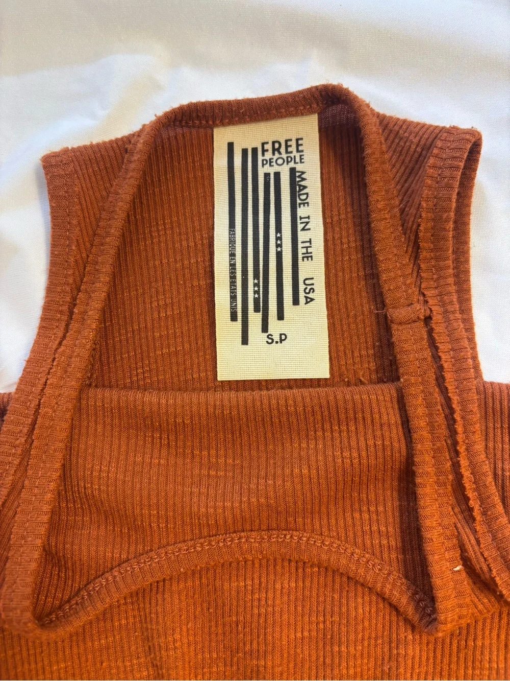 Free People Rust Orange Ribbed Flared Racerback Tank | Small - Picture 6 of 7